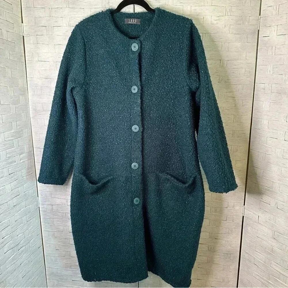 Sage Womens Coat made in Italy button-down coat‎ teddy Jacket winter aqua coat